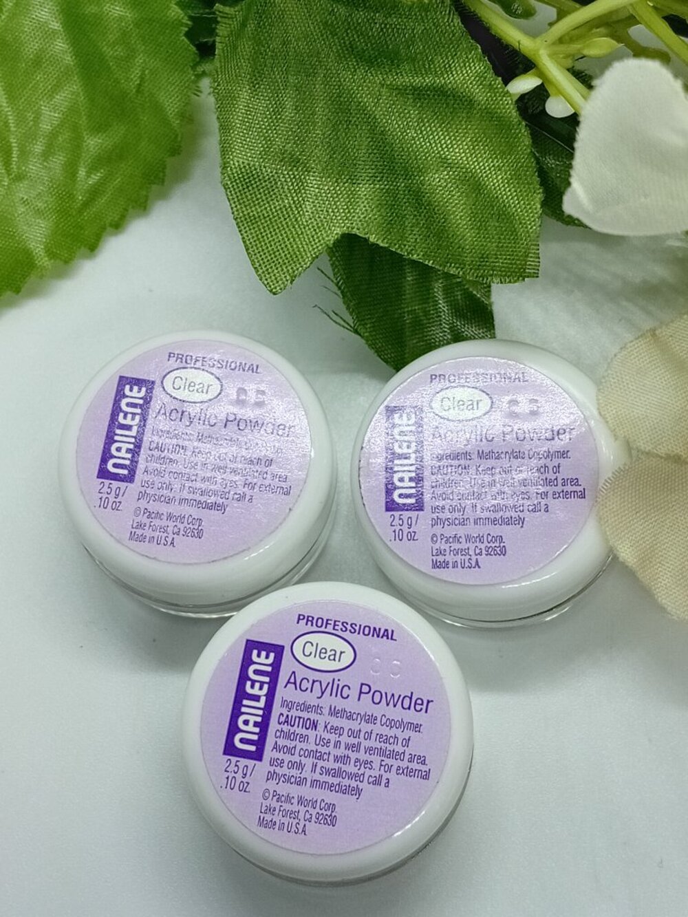 Nailene Professional Clear Acrylic Set of 3 Full Size New